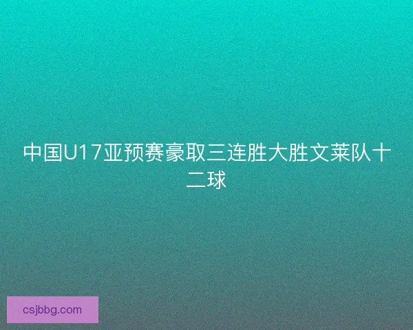 中国U17亚预赛豪取三连胜大胜文莱队十二球 中国U17亚预赛豪取三连胜大胜文莱队十二球