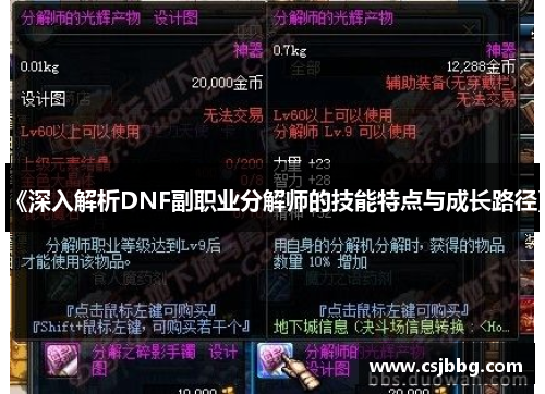 《深入解析DNF副职业分解师的技能特点与成长路径》